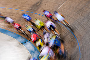 Cyclists in the velodrome