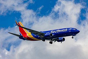 Southwest Airlines plane coming in to land