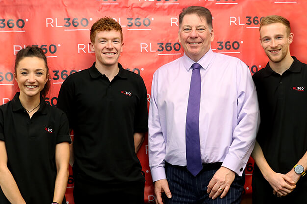 RL360 Marketing Director Simon Barwell with Erika Kelly, Matt Bostock and Ollie Lockley at the event held to launch the sponsorship programme