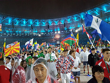 Entering the stadium