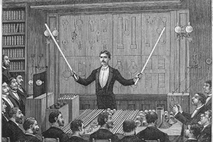 Nikola Tesla, who discovered electricity, lectures in Paris 1892