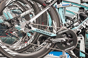 Specialized professional racing bike ridden by Mark Cavendish during the Tour of Britain - Camberley, UK