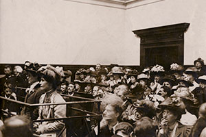 Emmeline Pankhurst in court c.1909