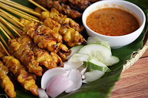 satay sticks on a plate