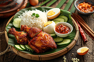 a plate of nasi lemak