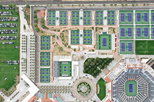 Aerial view of BNP Paribas tennis courts where Indian Wells Tennis Master is held