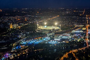 Aerial view of Melbourne Park precinct where Australian Open is held