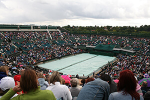 Crowd waiting for match to begin at Wimbledon